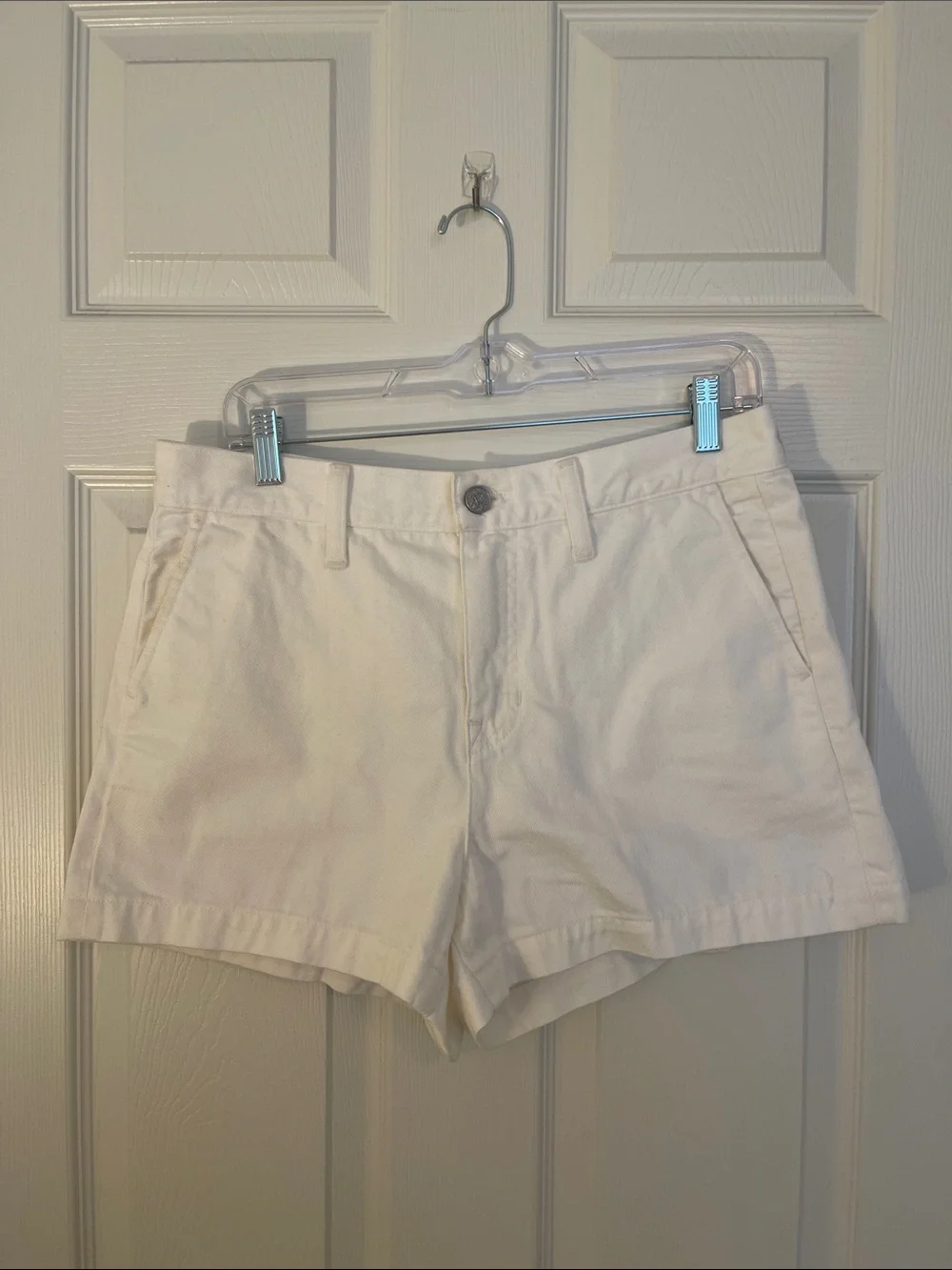 J. Crew White Denim Shorts — Classic Tailored Cut